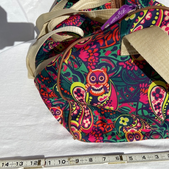 Lily Zen Lily Bloom Owl overnight duffle bag travel carryall - Picture 8 of 9